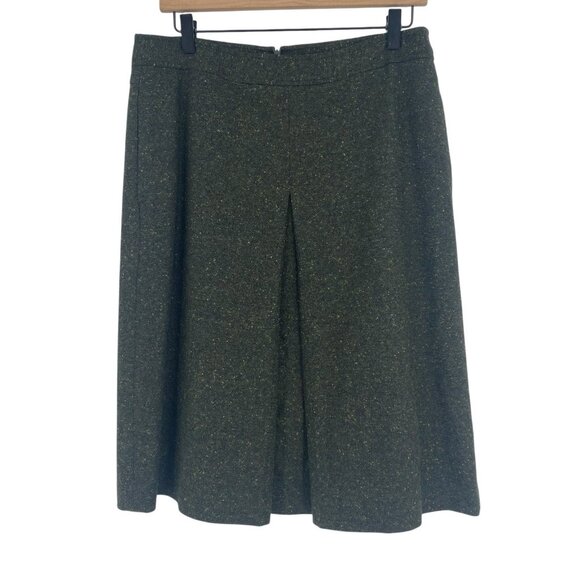 THEORY Size 10 Green Speckled Dots Wool Pleated A-LINE Skirt Pockets VTG Y2K - Picture 2 of 10